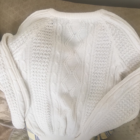 VINTAGE IVORY/Off White lacy look Sweater Size M - Picture 5 of 7